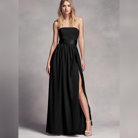 vera wang black strapless dress